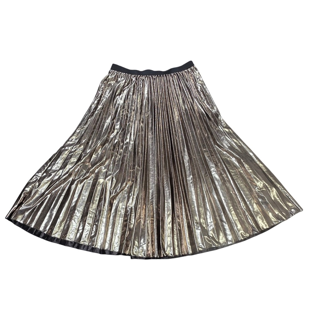 Cato EST. 1946 Midi Skirt Women's XS Metallic Silver Pleated Elastic Waist